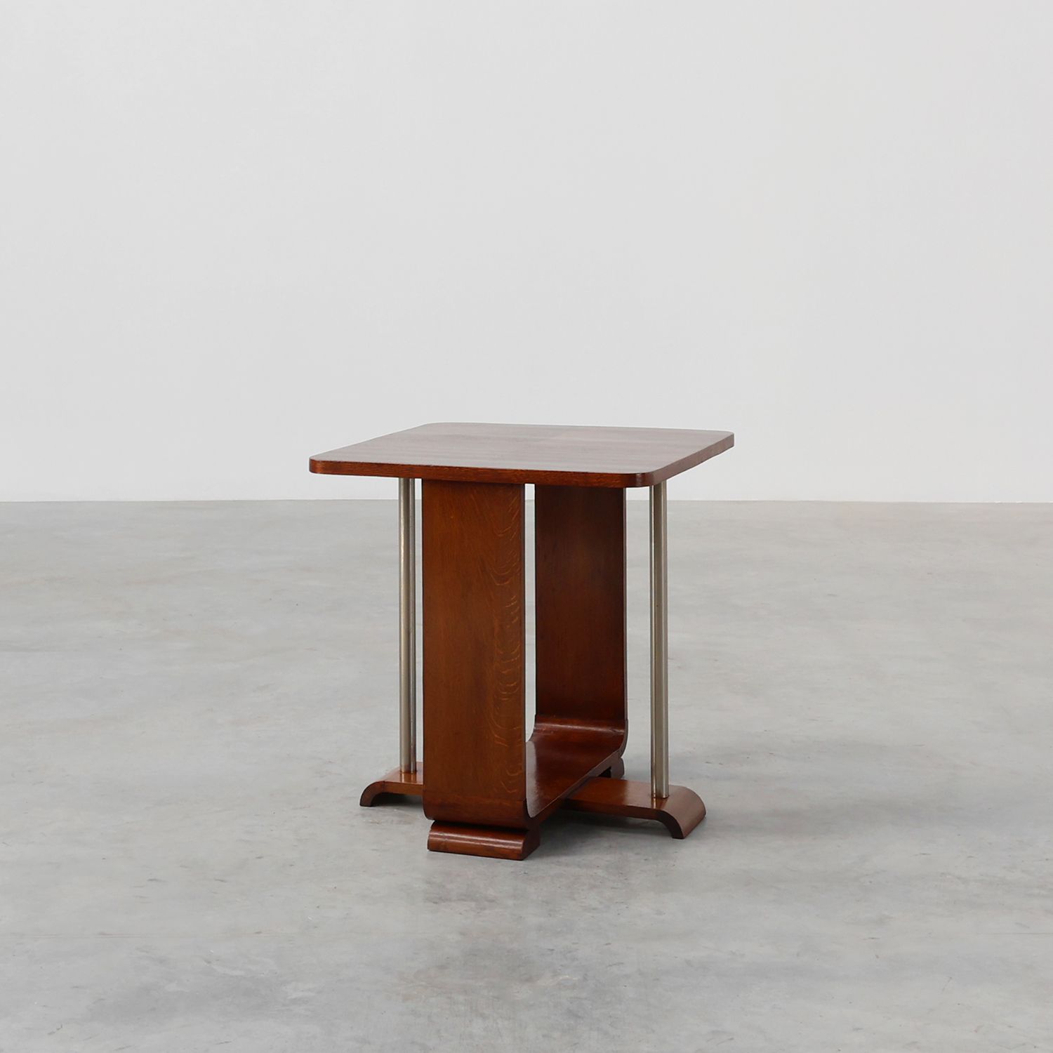 Art Deco square side table in oak veneer, France ca. 1925-img
